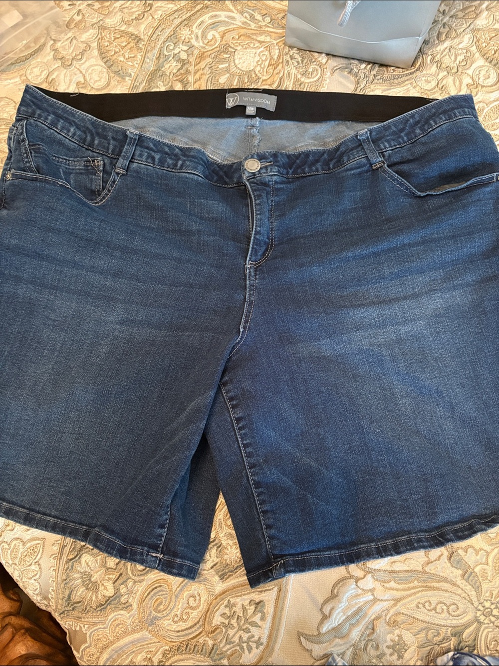 Wit & Wisdom Dark Blue Stretch Denim Bermuda Shorts